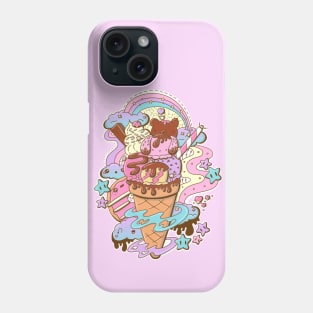 Cute ice cream bunny and bear cone Phone Case