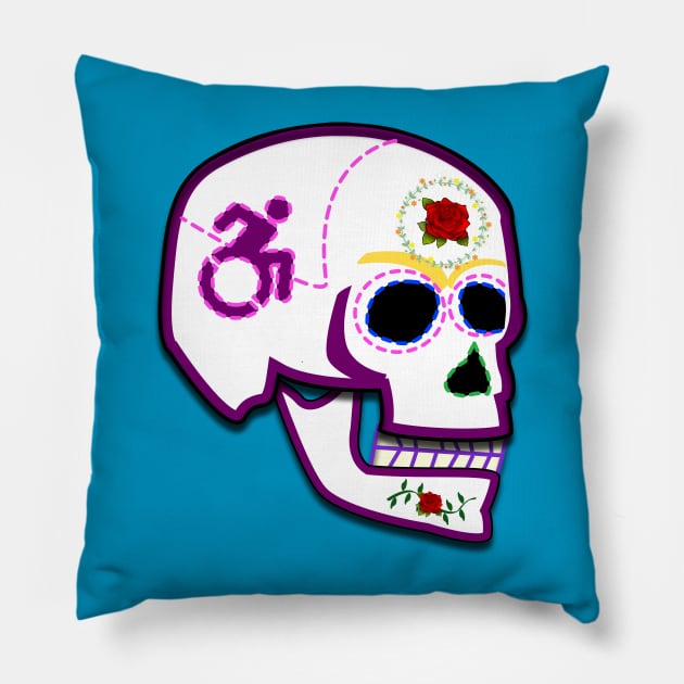 Disabled Sugar Skull Pillow by RollingMort91