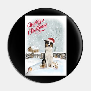 Border Collie Merry Christmas Santa Dog Pin