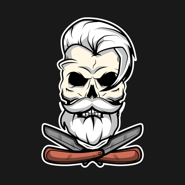 Barber Skull Illustration by LetsBeginDesigns