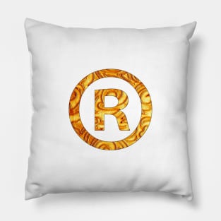 "R" Golden decorative letter-White Pillow