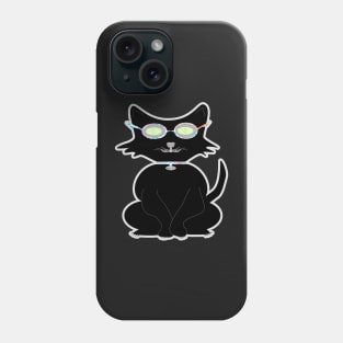 Retro Kitty. A cute black cat with cool hipster vibes. Funky design for cat people! Phone Case