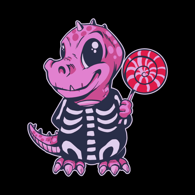 Adorable Pink T-Rex Dinosaur Holding a Popsicle! by The Artist’s Theory