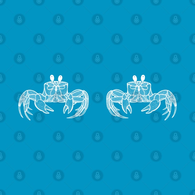 Ghost Crabs in Love - cute and fun animal design - on blue by Green Paladin