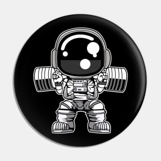 Astronaut Barbell Body Builder Pin