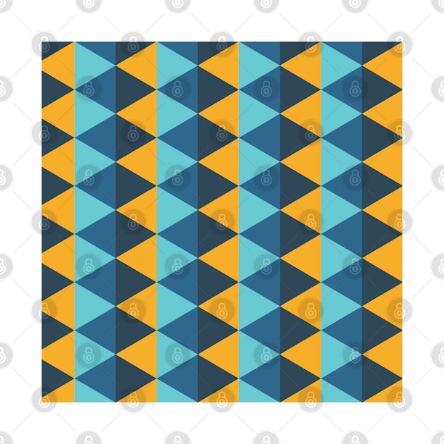 Yellow and Blue Triangle Seamless Pattern 004#002 by jeeneecraftz