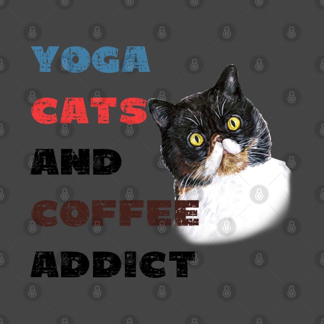 Yoga cats and coffee addict funny quote for yogi by Red Yoga