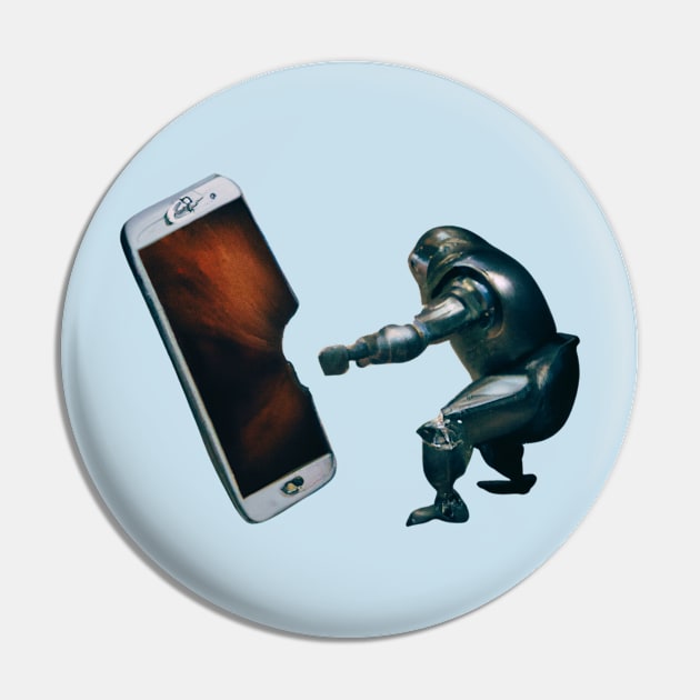 Robot vs. Smartphone Pin by Dunkel