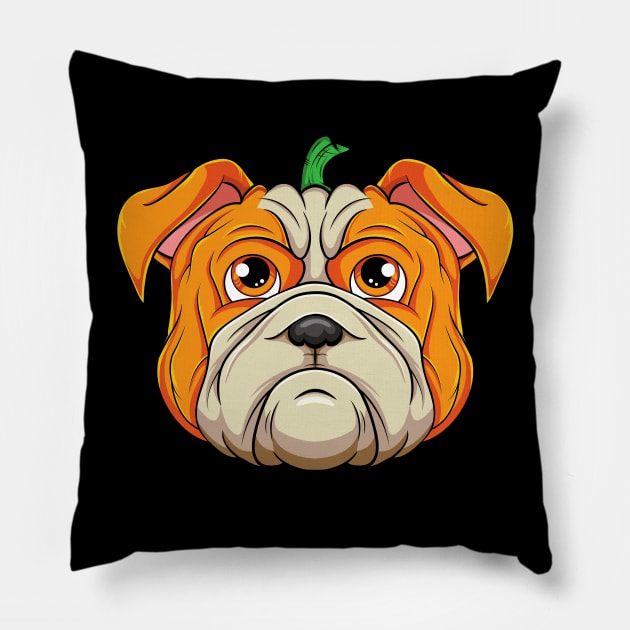 English Bulldog Pumpkin Head Halloween Costume Pillow by HCMGift