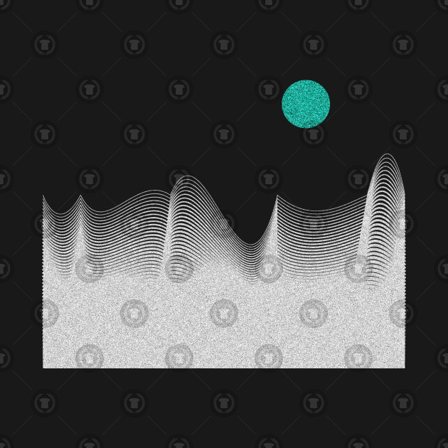 Geometric Minimalist Abstract Design Waves Under A Blue Sun