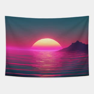 Synthwave style sunset Tapestry