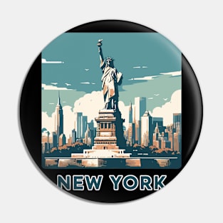 The Statue of liberty New York Abstract Cityscape Pin