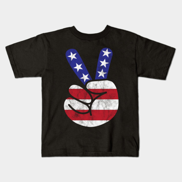 American Flag Peace Sign 4th of July USA T-Shirt Independence day