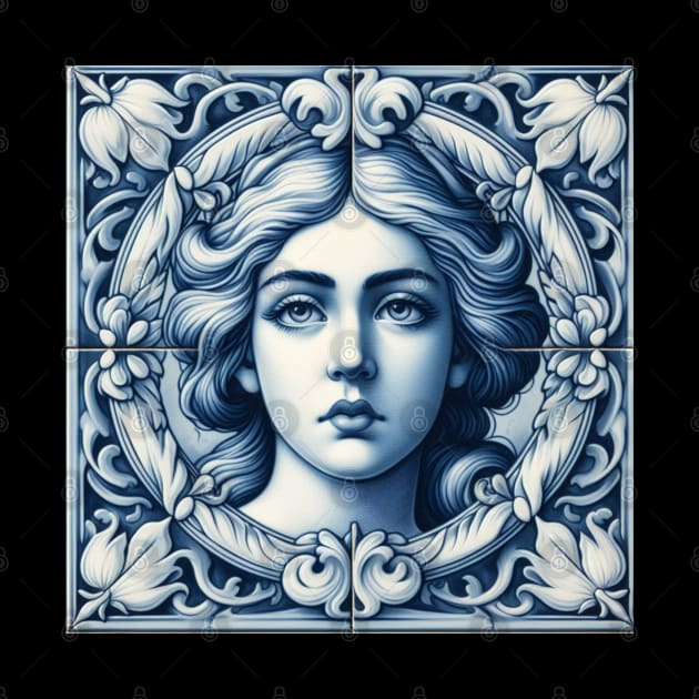 Delft Tile With Woman Face No.1 by artnook