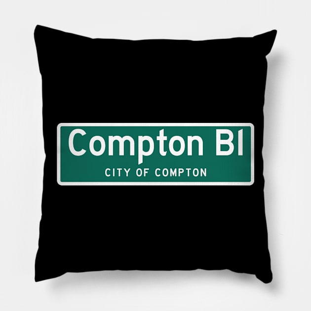 Compton Boulevard Sign Pillow by mBs