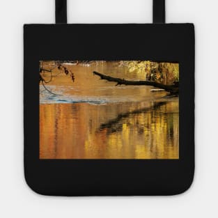 Golden Autumn Reflection in the Water Tote