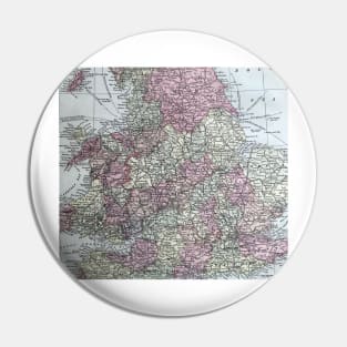 England, vintage map Pin