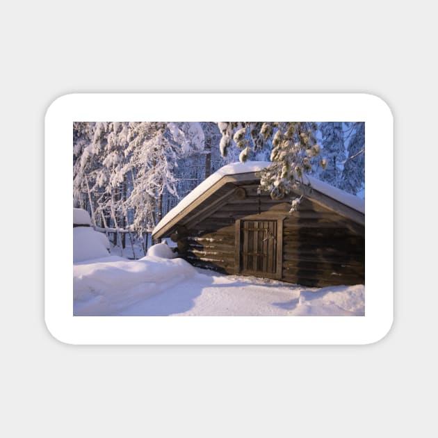 Cabin in the Snow Magnet by Memories4you