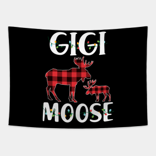 Red Plaid Gigi Moose Matching Family Pajama Christmas Gift Tapestry