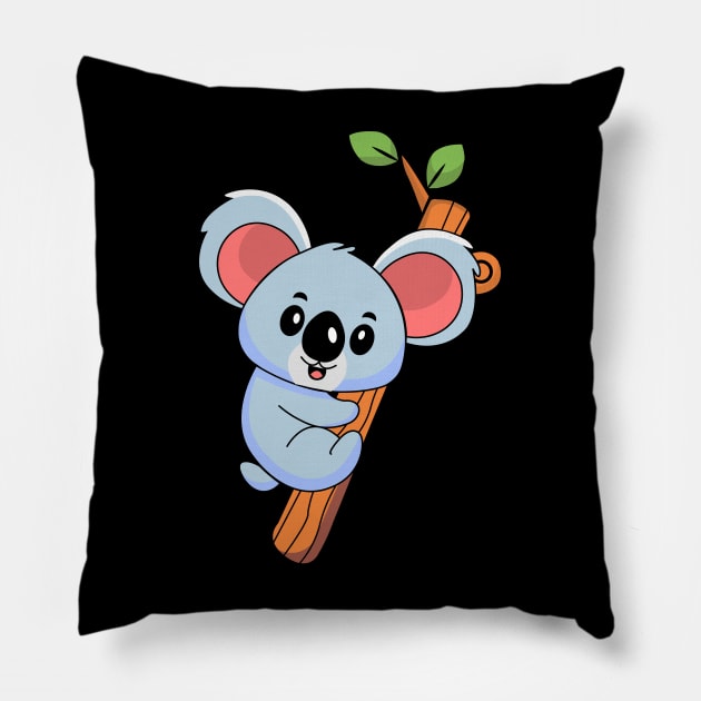 Cute Koala Hugging a tree Pillow by Dynamic Design