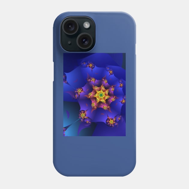 Electric Blue Fractal Spiral Phone Case by pinkal