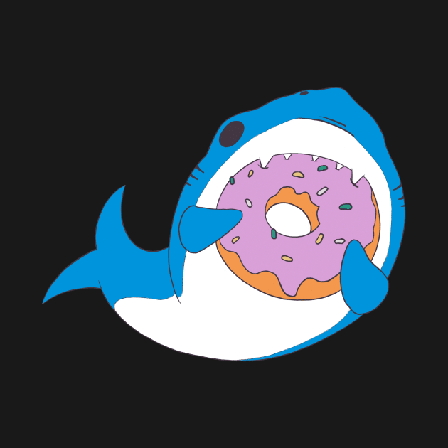 Funny Kawaii Shark Eating Donut Humor by Foxxy Merch