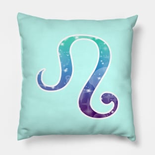 Leo Zodiac Symbol in Magical Mermaid Colors Pillow