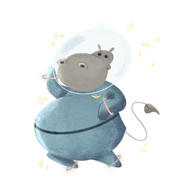 Hippopotamus in Space by Prickly illustrations 
