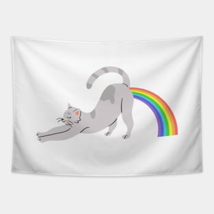 Cat Pooing Rainbow 01 Tapestry