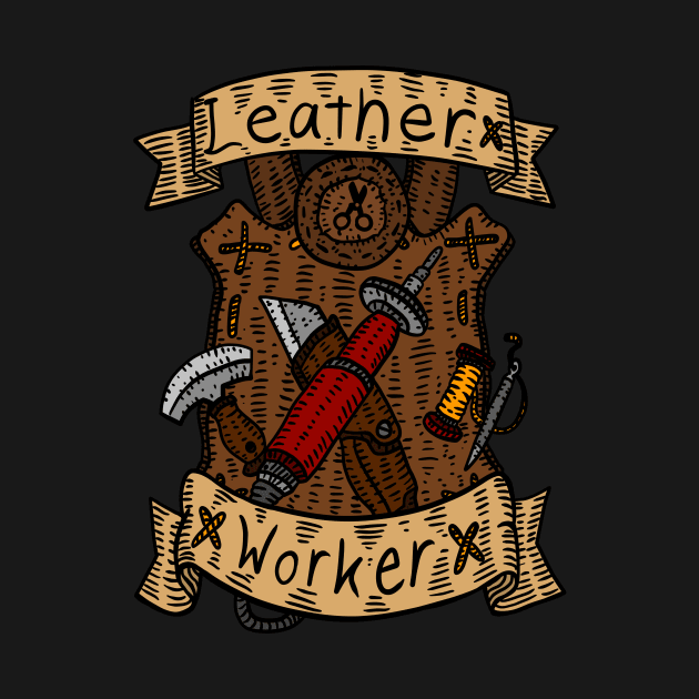 leather working, leather crafting. hand drawn. by JJadx