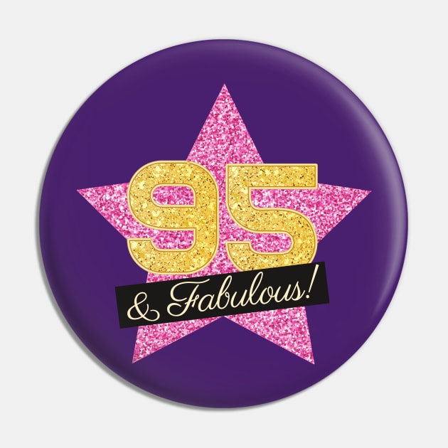 95th Birthday Gifts Women Fabulous - Pink Gold Pin by BetterManufaktur