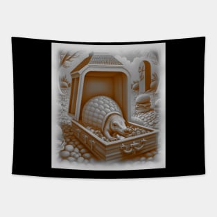 AI generated Pangolin in a wooden casket Tapestry