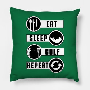 Eat Sleep Golf Repeat by Basement Mastermind T-Shirt Pillow