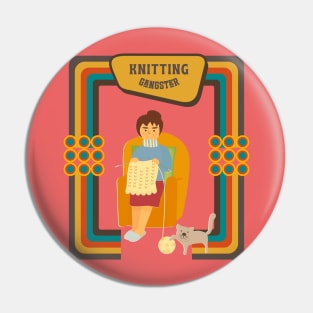 Retro knitting ganster Pin