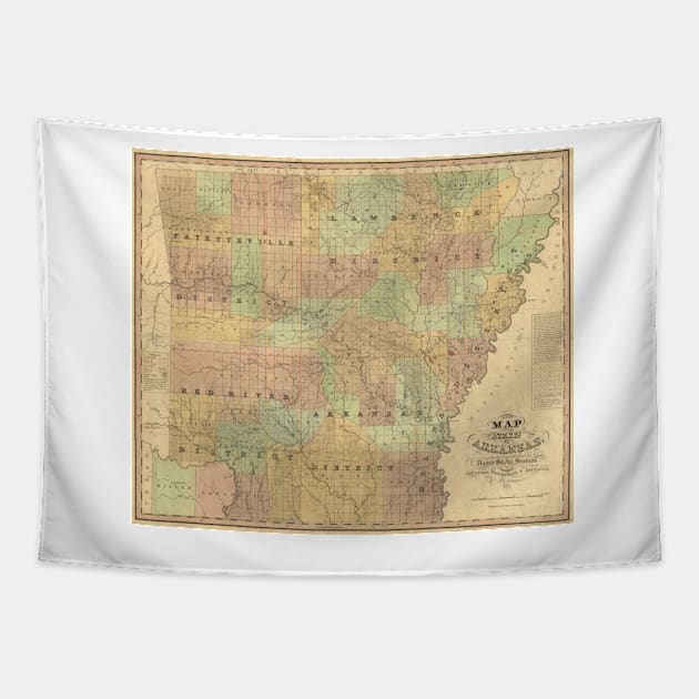 Vintage Map of Arkansas (1839) Tapestry by Bravuramedia