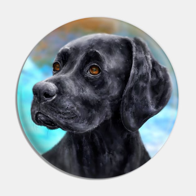 Painting of a Black Labrador on a Blue and Brown Background Pin by ibadishi