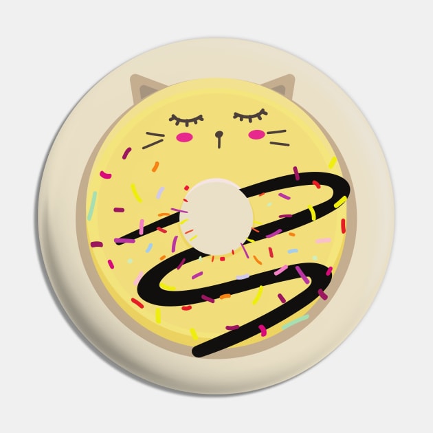 Sleeping Yellow Blushing Cat donut Pin by InkyArt