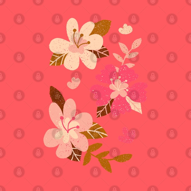 Pink hibiscus flowers by MutchiDesign