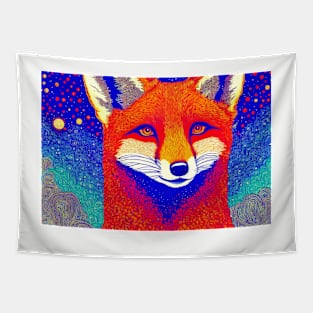 Cosmic Red Fox Tapestry
