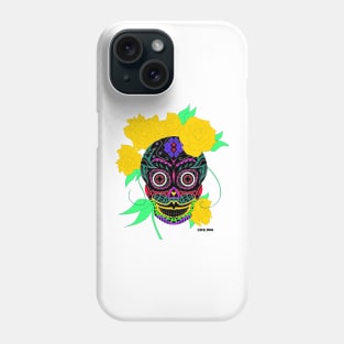 lady catrina in deadly flowers in mexican ecopop pattern skull Phone Case