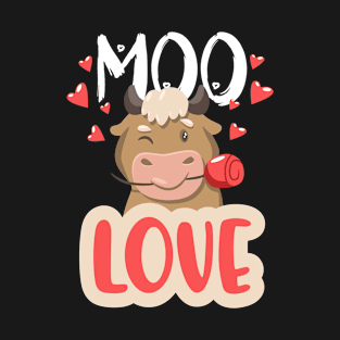 Moo Love Romantic Valentines Day Cow Funny My Love Heart T-Shirt