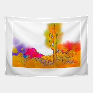 Desert Saguaro In Subtle Abstract Tapestry