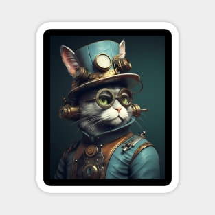 Stylish Steampunk Cat Magnet