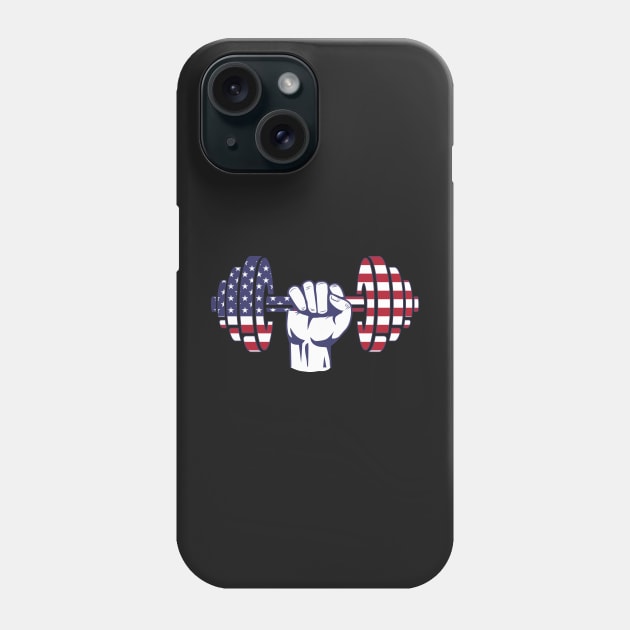 USA flag Dumbbell Bodybuilding Phone Case by SusanaDesigns