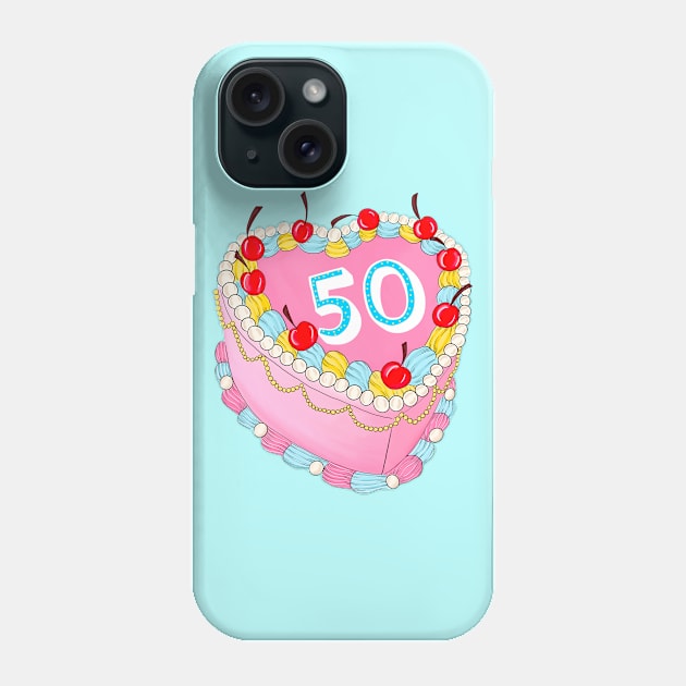 50th Birthday cake Phone Case by Poppy and Mabel