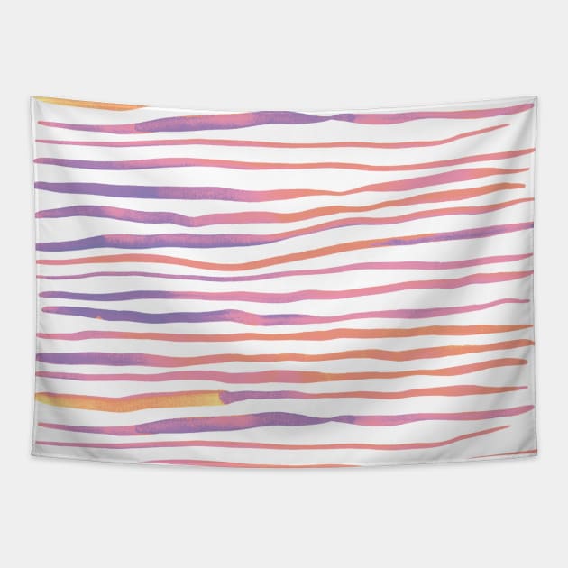 Irregular watercolor lines - pastel pink and ultra violet Tapestry by wackapacka