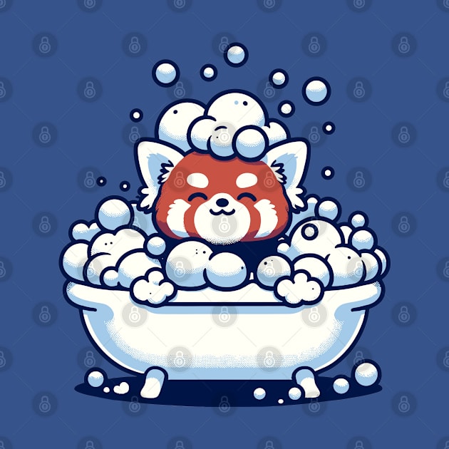 Bubbly Bliss: Red Panda's Bath Time by The Tee Bizarre