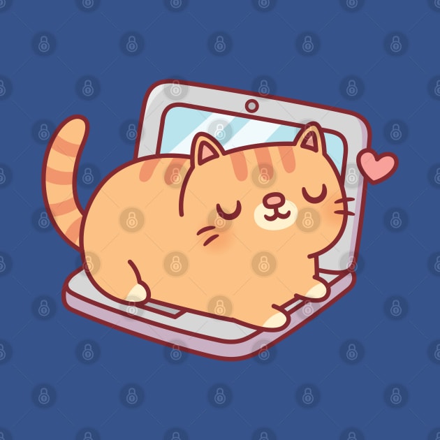 Cute Chubby Tabby Cat Resting On Laptop by rustydoodle