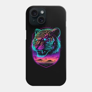 Retrowave Synthwave Tiger Head - 1980's Animal Print Phone Case