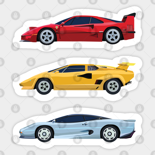 European Dream Cars; early 90s heroes - Ferrari F40 - Sticker | TeePublic